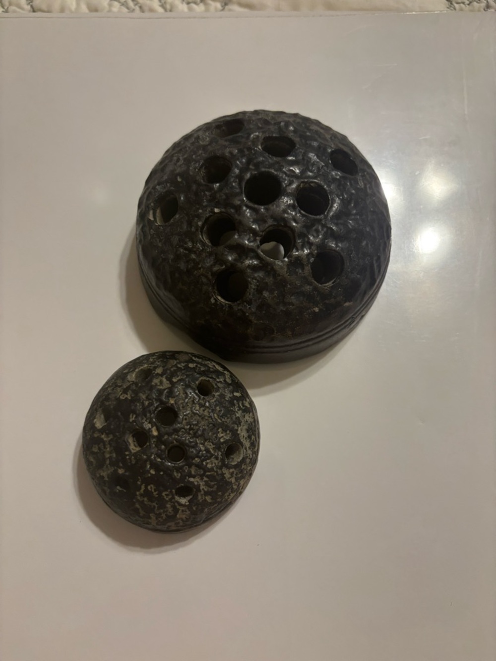 Source Unknown Black Speckled Ceramic Flower Frogs - Set of 2